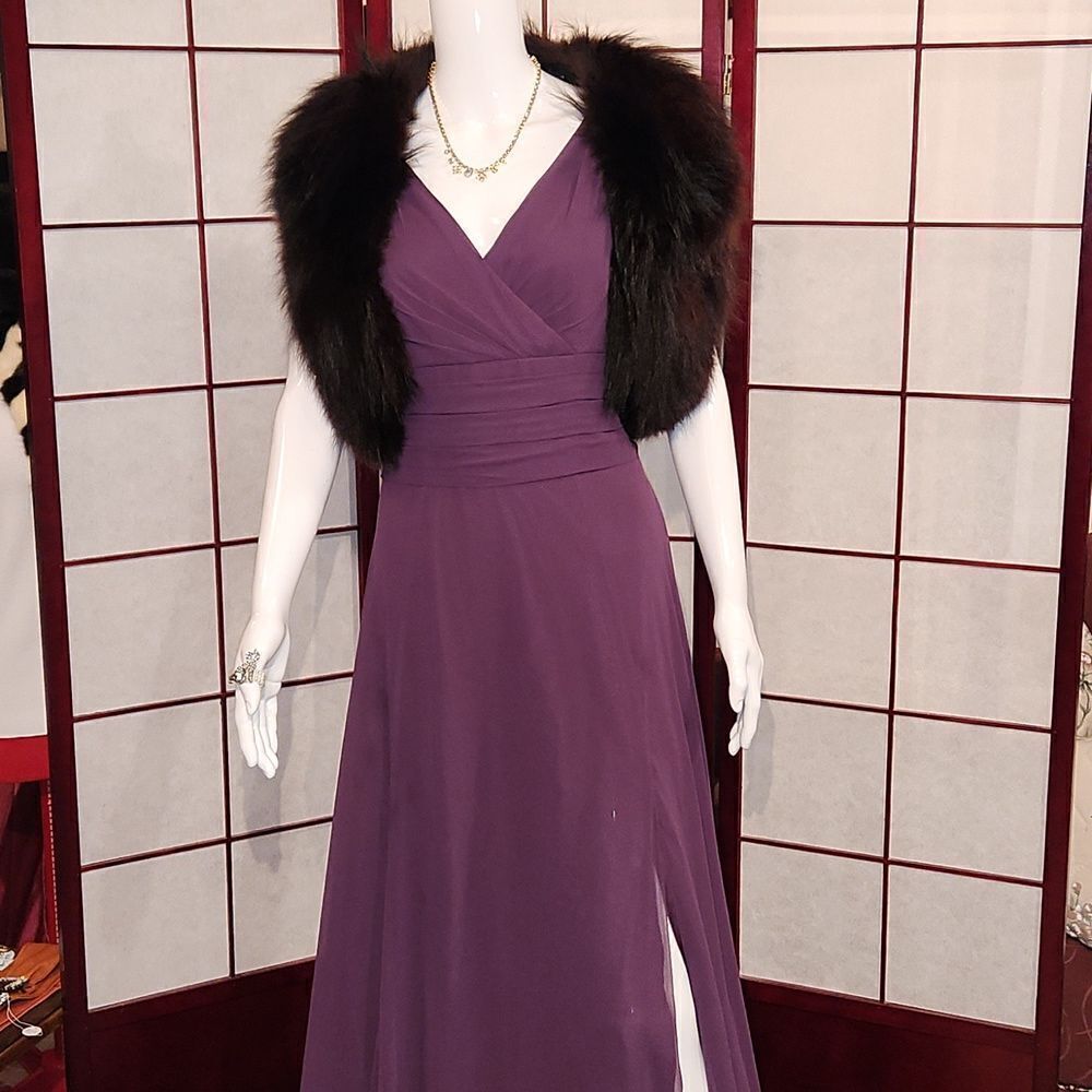 David's Bridal Eggplant Purple Formal Bridesmaid/Prom Sleeveless Maxi Dr…